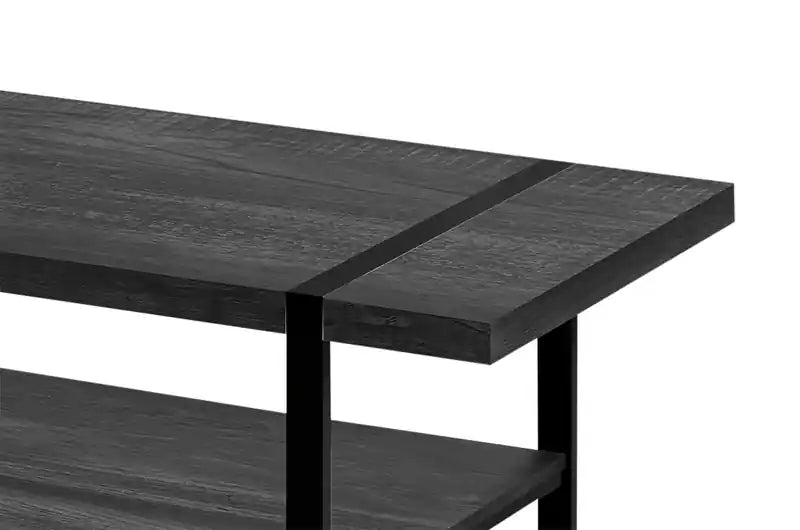 47.25 Industrial Coffee Table with Shelf - Black with Black Metal Legs