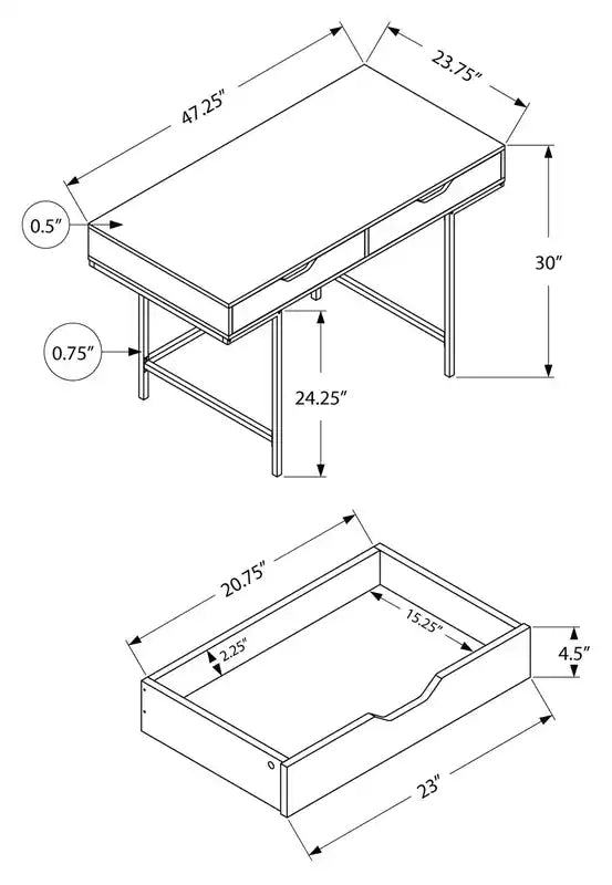47.25 Office Desk with 2-Drawers