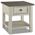 Colby 24 Rustic End Table with Storage and Shelf - Two Tone Wood