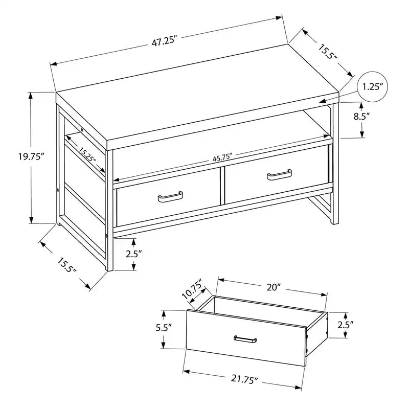 48" Modern TV Stand with Storage & Cable Management for TVs up to 55" - Dark Taupe