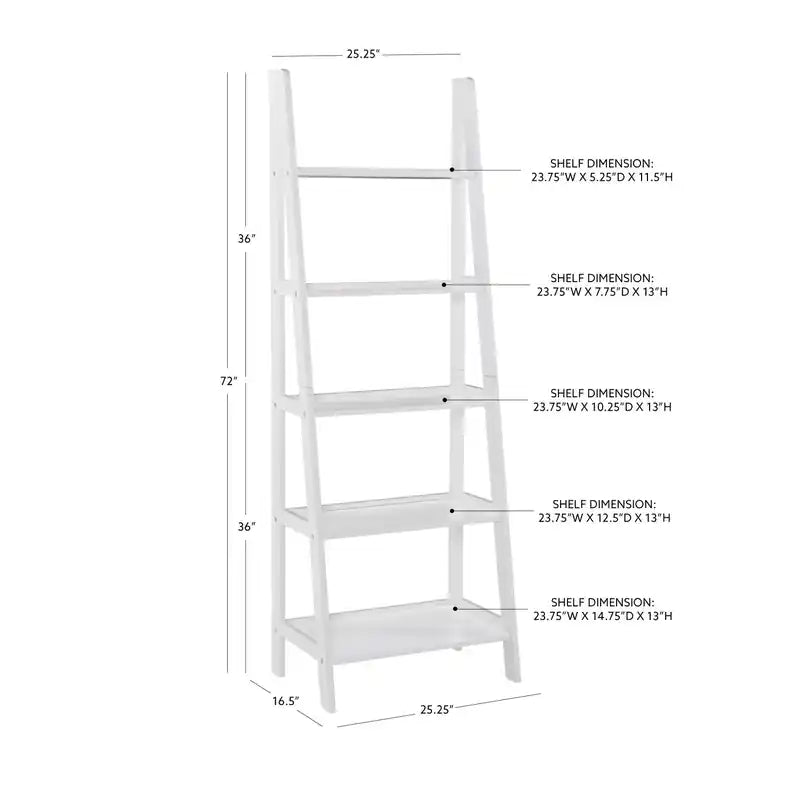 Ladder Bookcase - White