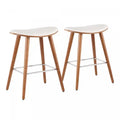 LumiSource Saddle White Faux Leather Mid-Century Modern Counter-Height Stool