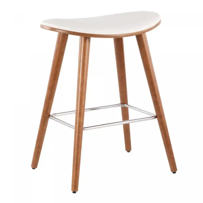 White Faux Leather Modern Stool