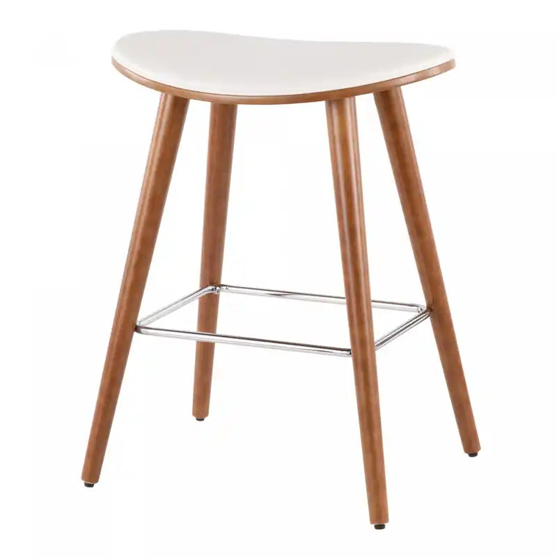 White Faux Leather Modern Stool