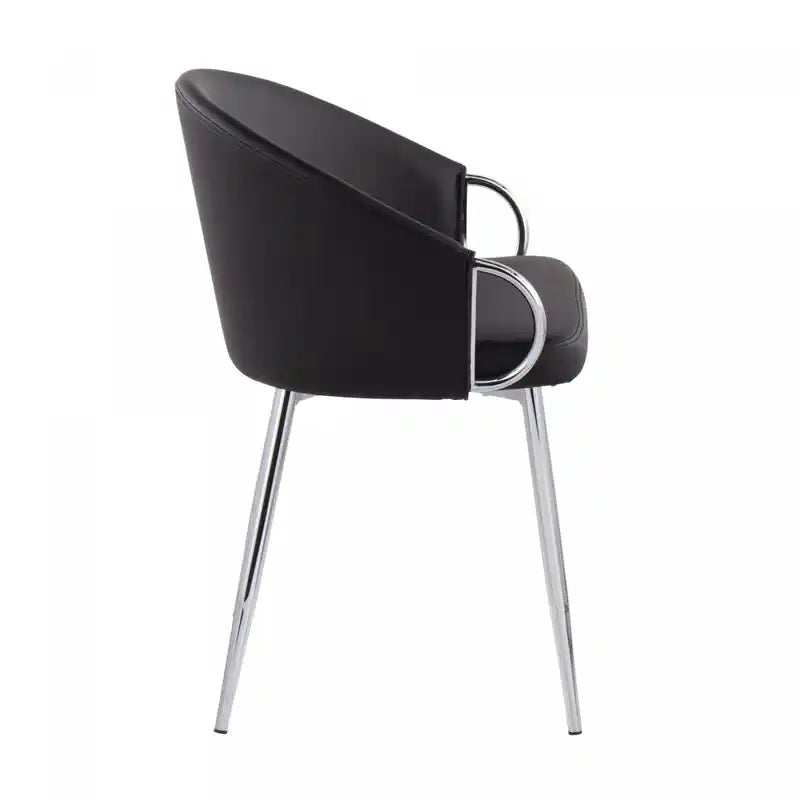 Faux Leather Contemporary Dining Chair - Silver/Black
