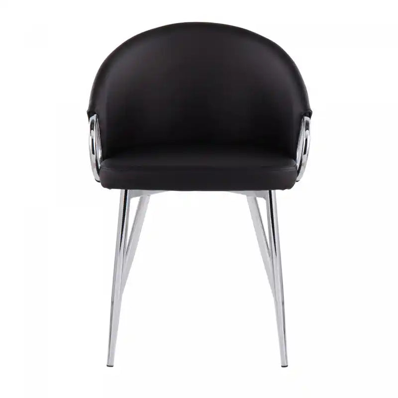 Faux Leather Contemporary Dining Chair - Silver/Black