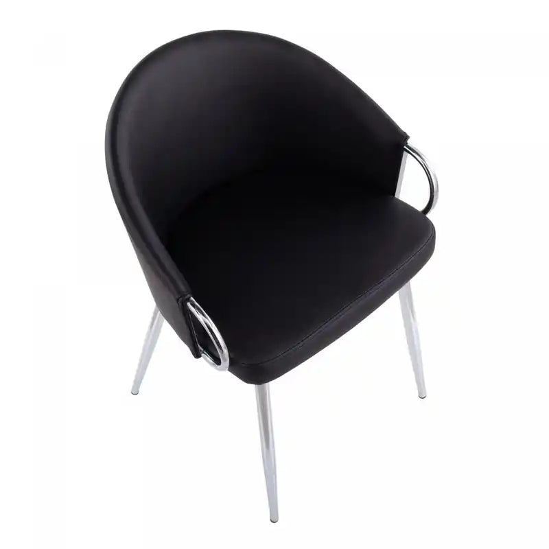 Faux Leather Contemporary Dining Chair - Silver/Black