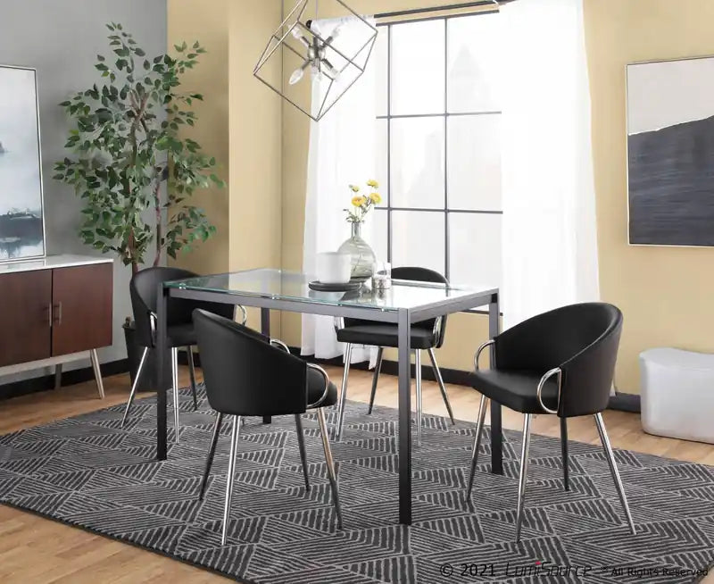 Faux Leather Contemporary Dining Chair - Silver/Black