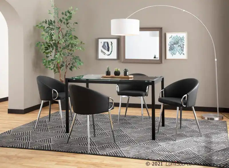 Faux Leather Contemporary Dining Chair - Silver/Black