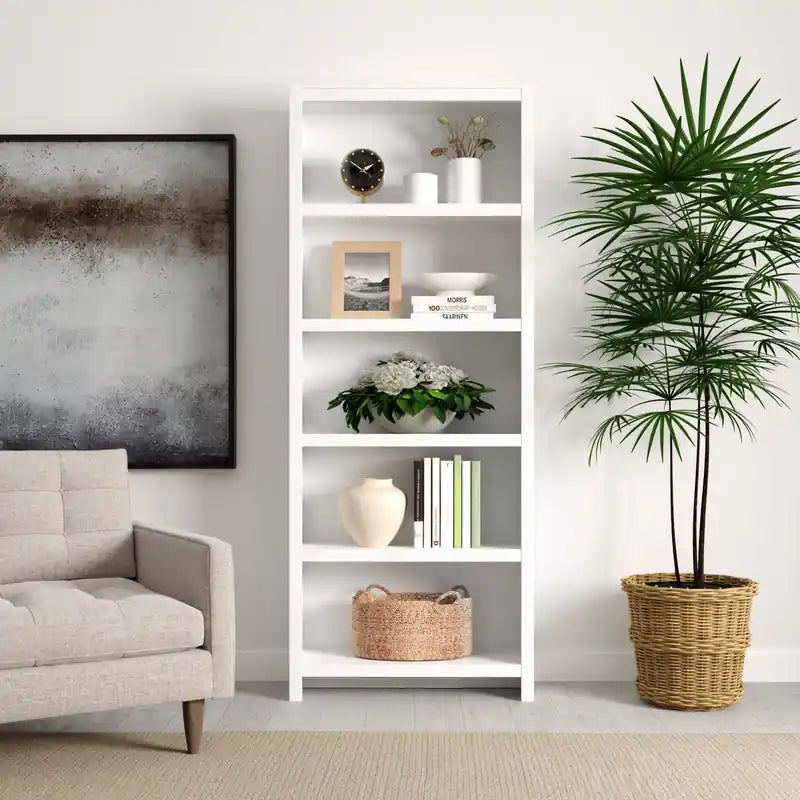 80" Tall Bookcase Storage Cabinet - White