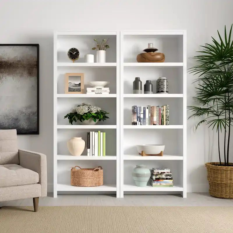 80" Tall Bookcase Storage Cabinet - White