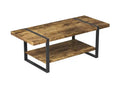44 Coffee Table With Black Metal Base - Brown Reclaimed Wood