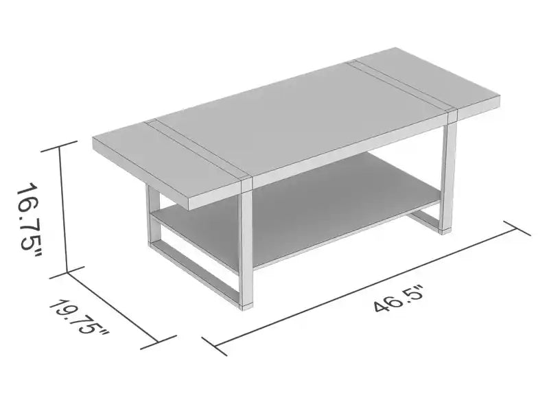 44 Coffee Table With Black Metal Base - Brown Wood