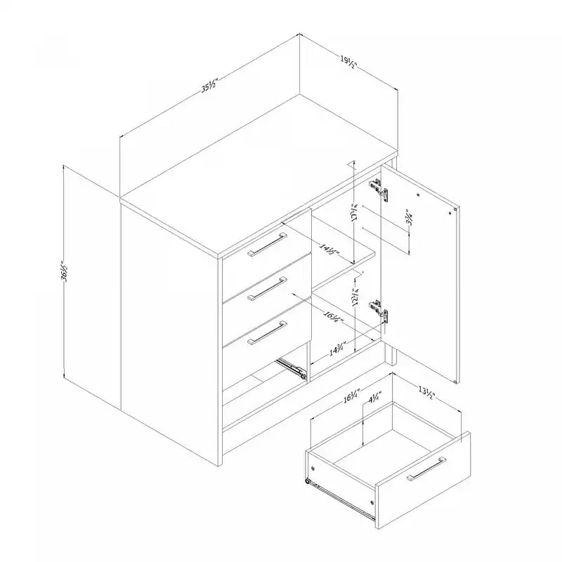 Compact With Storage - Faux White Marble And White