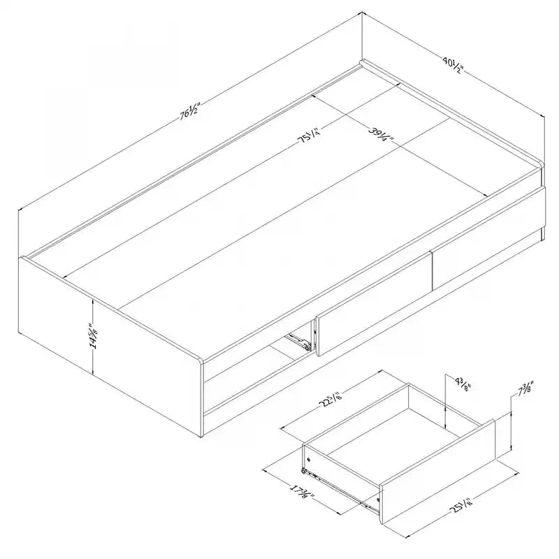 Mate's Storage Bed With 3 Drawers - White