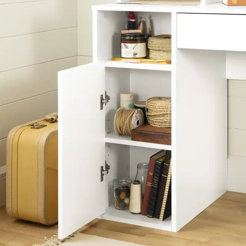 Craft Table with Hutch - White