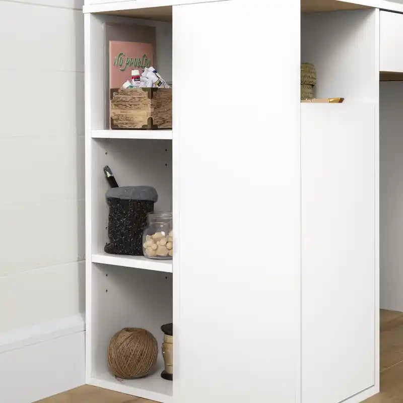 Craft Table with Hutch - White