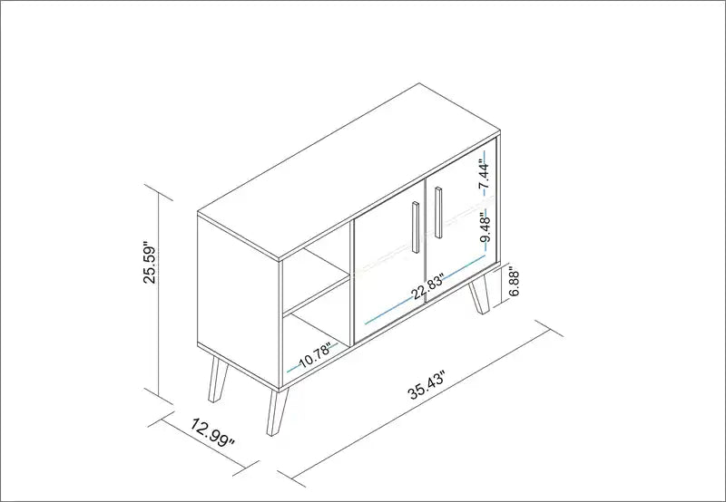 Modern 35.43 Sideboard with 4 Shelves