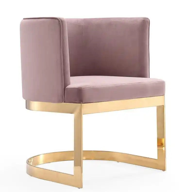 Velvet Dining Chair - Sand & Brass