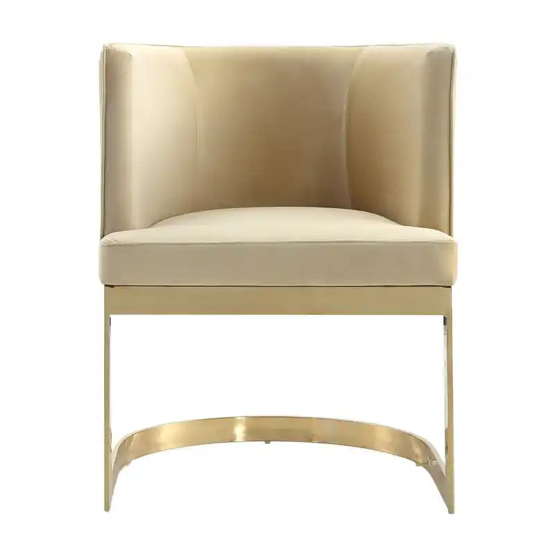 Velvet Dining Chair - Sand & Brass