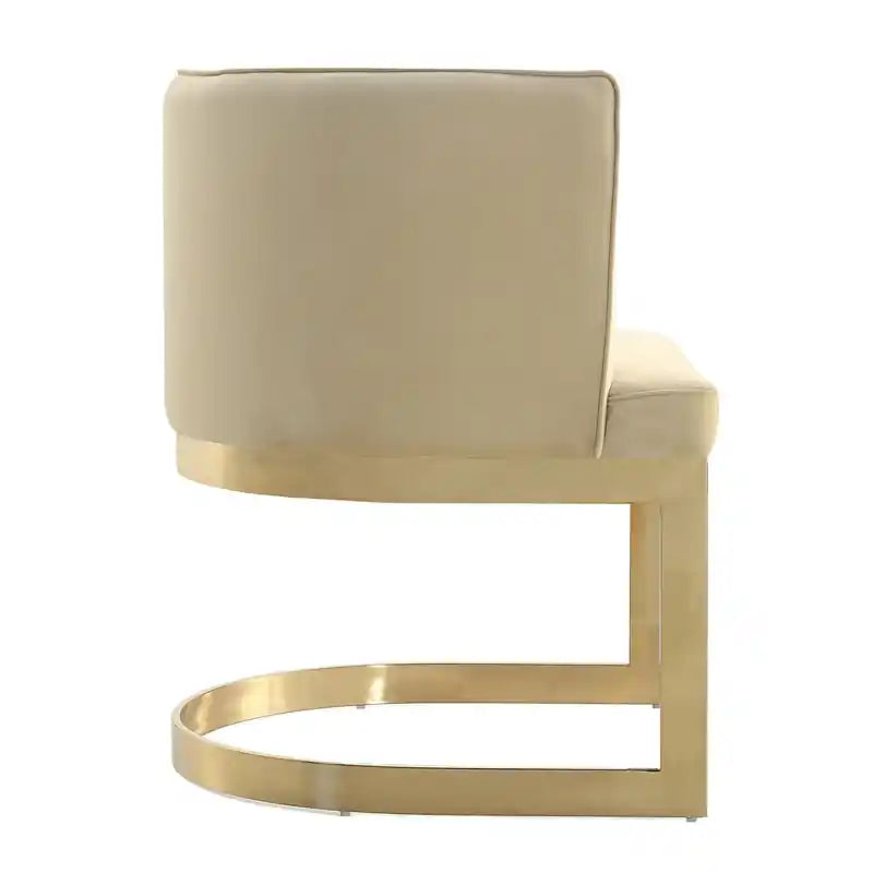 Velvet Dining Chair - Sand & Brass