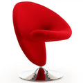 Manhattan Comfort Curl Polished Chrome Wool Blend Swivel Accent Chair
