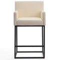Manhattan Comfort Ambassador 38 Metal Counter Height Barstool - Cream & Black