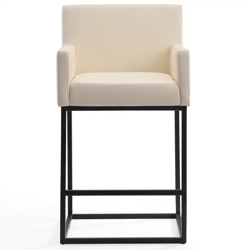 Manhattan Comfort Ambassador 38 Metal Counter Height Barstool - Cream & Black