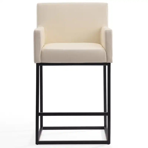 Manhattan Comfort Ambassador 38 Metal Counter Height Barstool - Cream & Black