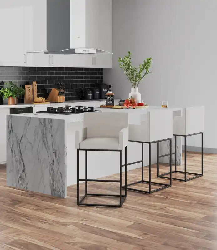 38 Metal Counter Barstool - Cream & Black