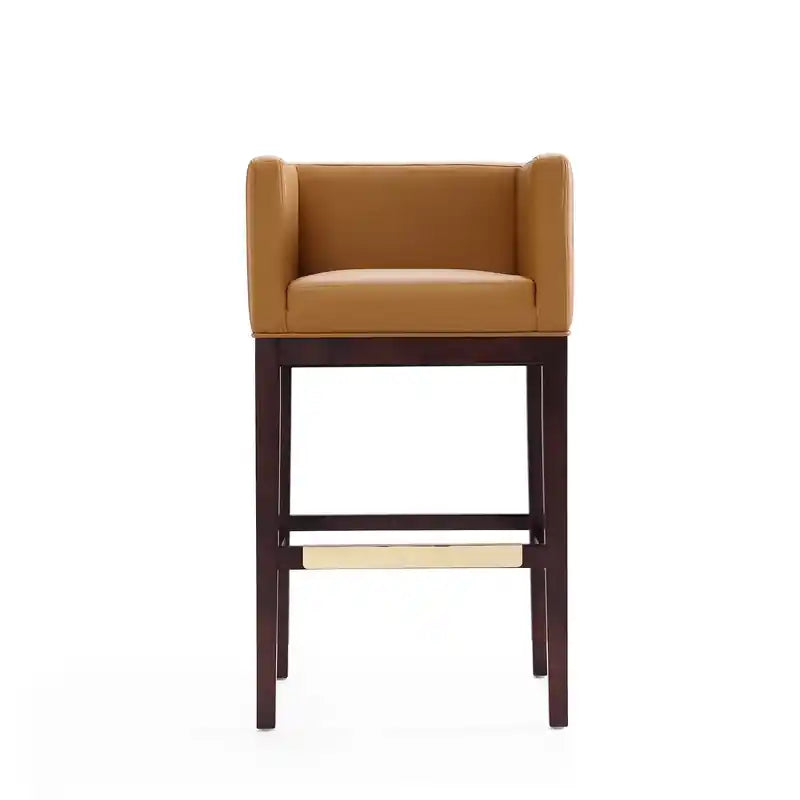 38 Wood Barstool - Camel & Dark Walnut