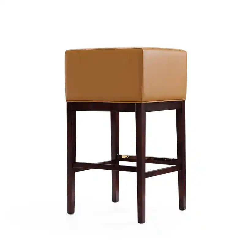 38 Wood Barstool - Camel & Dark Walnut