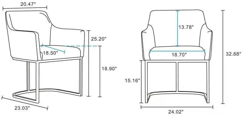 Modern Dining Armchair Upholstered with Steel Legs