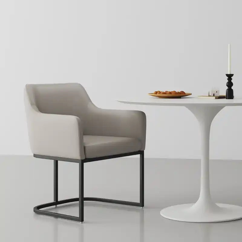 Modern Dining Armchair Upholstered with Steel Legs
