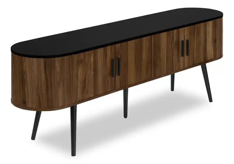 Elle 72 Rustic TV Stand with Storage and Cable Management for TVs up to 80- Dark Brown and Black