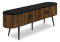 Elle 72 Rustic TV Stand with Storage and Cable Management for TVs up to 80- Dark Brown and Black