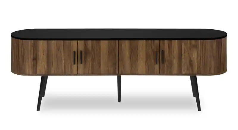 72" Rustic TV Stand with Storage & Cable Management for TVs up to 80" - Dark Brown & Black