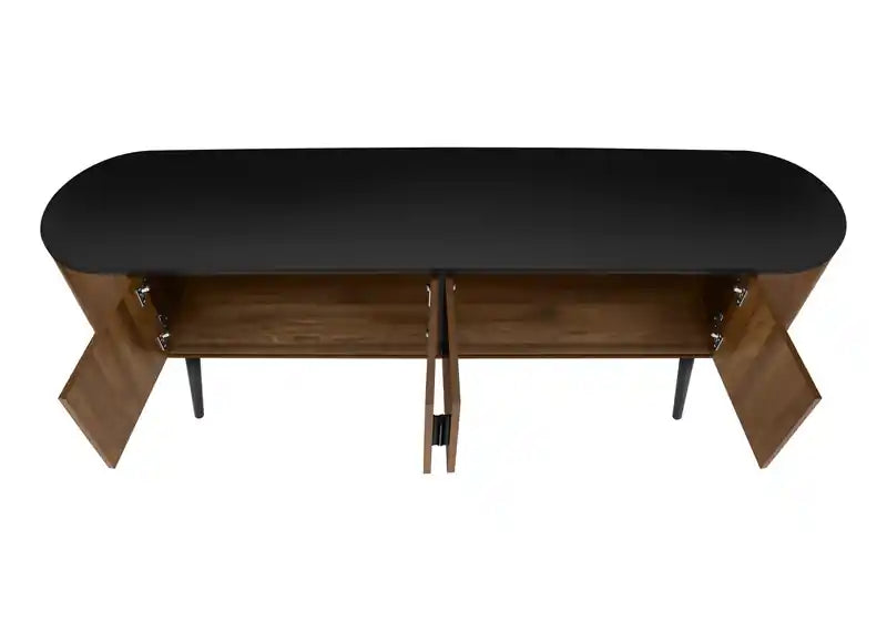 72" Rustic TV Stand with Storage & Cable Management for TVs up to 80" - Dark Brown & Black