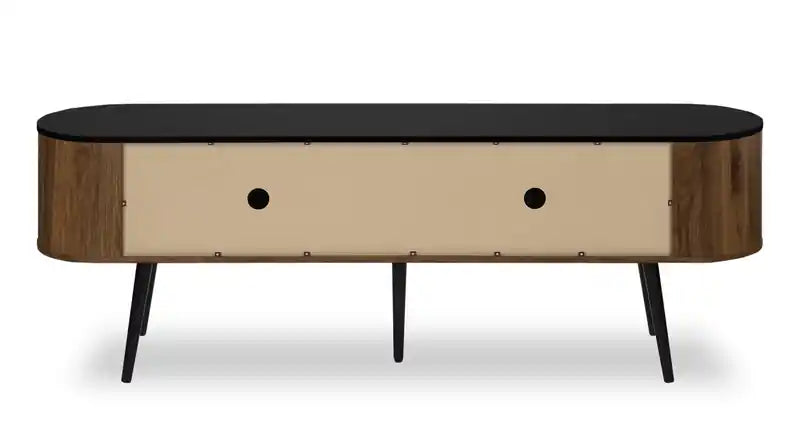 72" Rustic TV Stand with Storage & Cable Management for TVs up to 80" - Dark Brown & Black