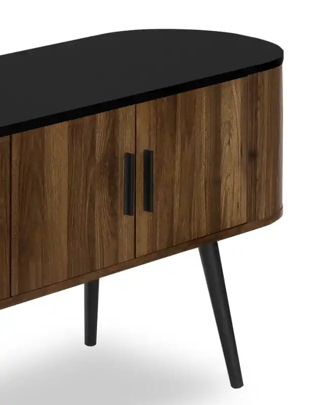 72" Rustic TV Stand with Storage & Cable Management for TVs up to 80" - Dark Brown & Black