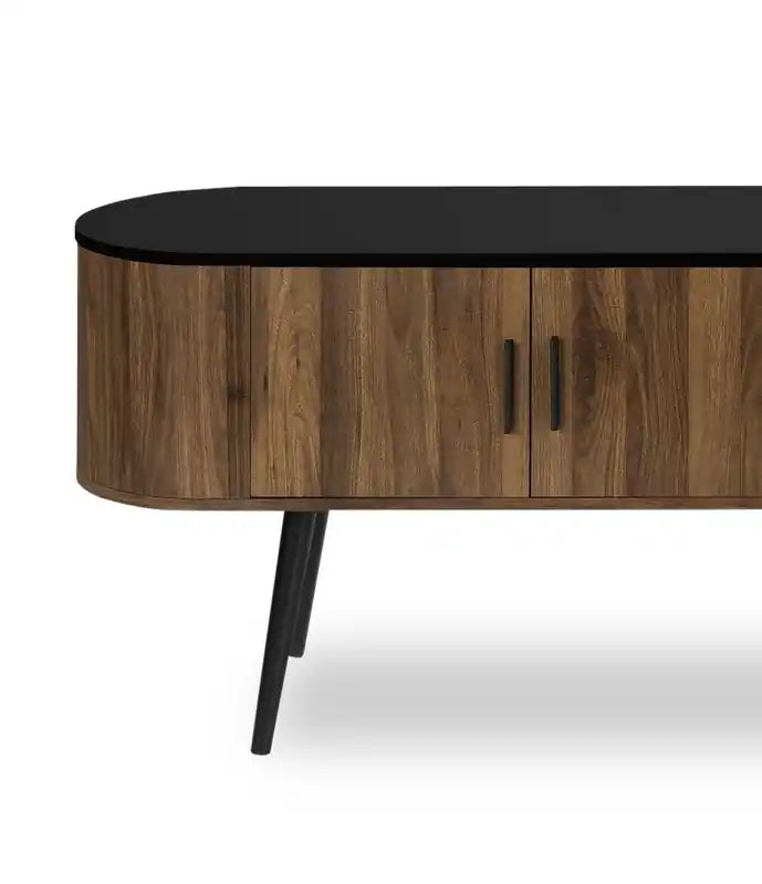 72" Rustic TV Stand with Storage & Cable Management for TVs up to 80" - Dark Brown & Black