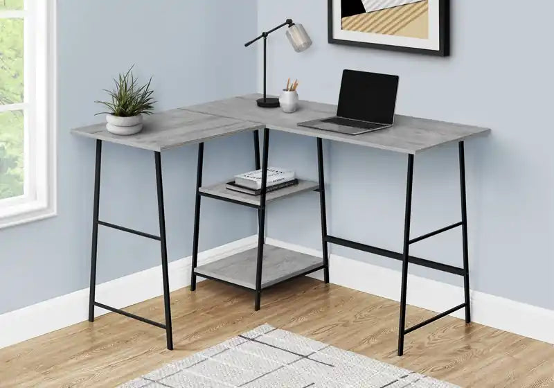 42 L-Shaped Office Desk with Shelves