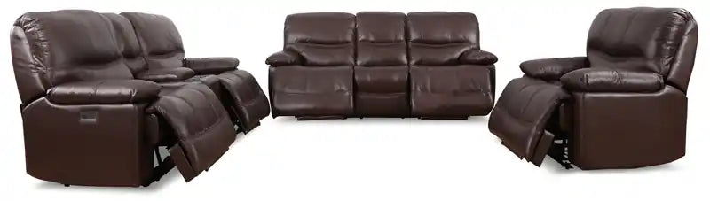 79" Leather Power Reclining Loveseat with Storage Console & USB Ports