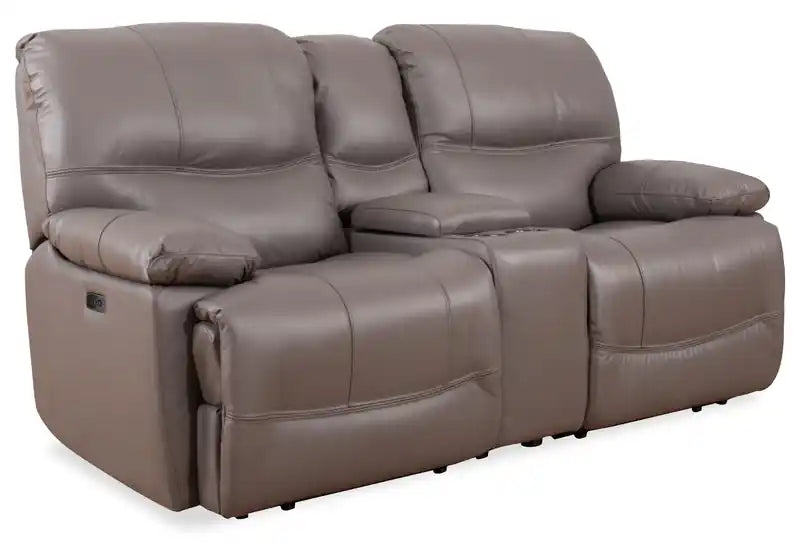 79" Leather Power Reclining Loveseat with Storage Console & USB Ports