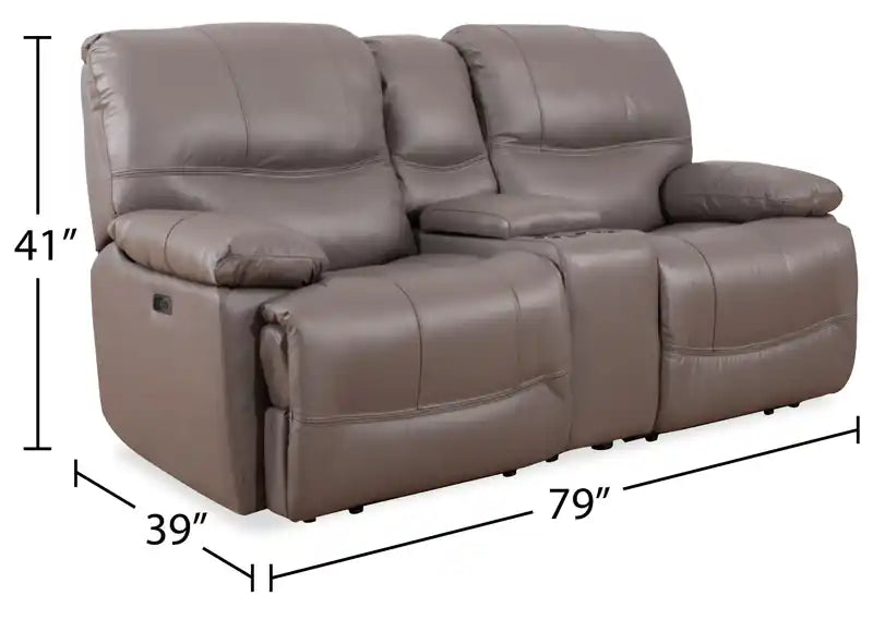 79" Leather Power Reclining Loveseat with Storage Console & USB Ports