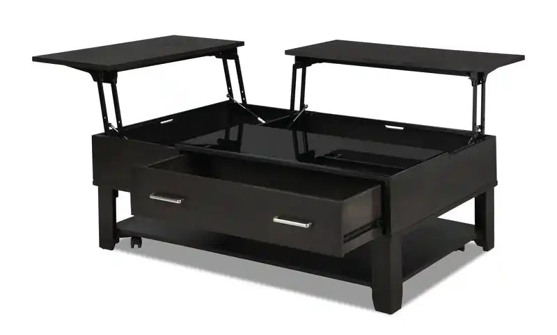 Landon 48 Modern Lift Top Coffee Table With Storage, Shelf and Casters