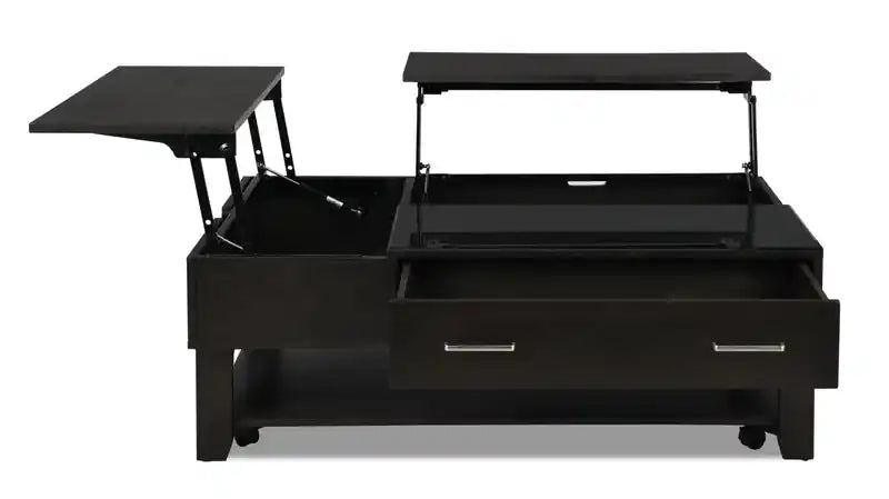 48 Modern Lift Top Coffee Table With Storage, Shelf and Casters