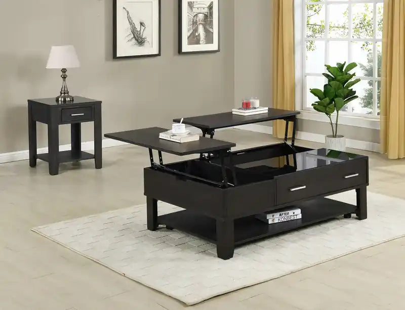 48 Modern Lift Top Coffee Table With Storage, Shelf and Casters