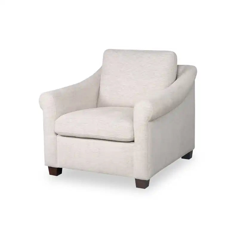 Mallie 36 Chenille Fabric Chair with Rolled Arms and Wood Legs - Shell White