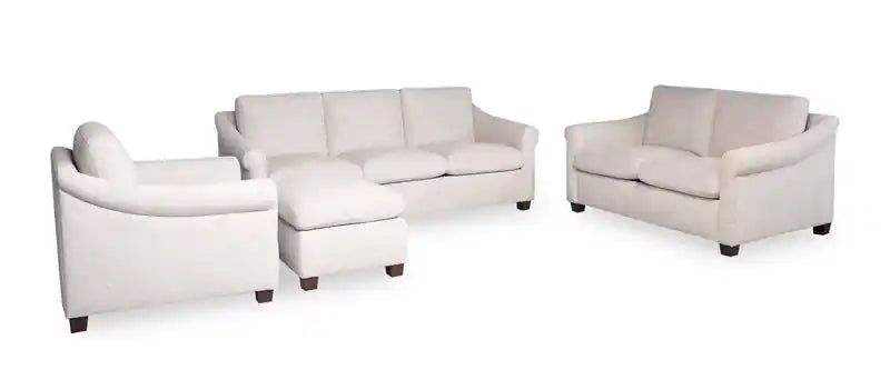 36 Chenille Fabric Chair with Arms and Wood Legs - White